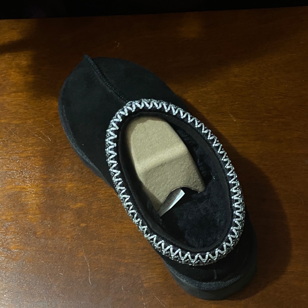 UGG Black Slippers with Gray Trim